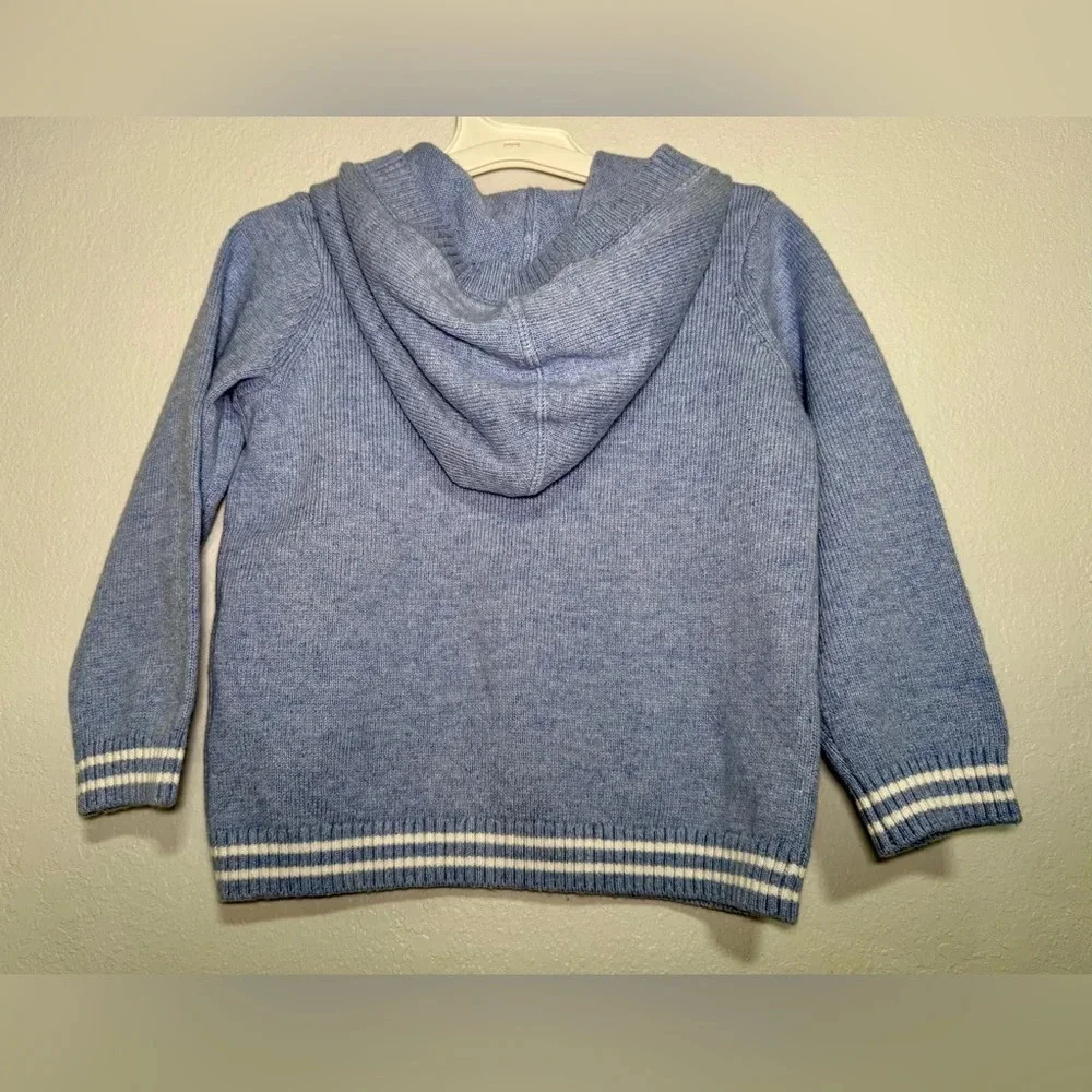 Janie and Jack Boys Girls Blue Striped Knit Hoodie Sweater Size 2T